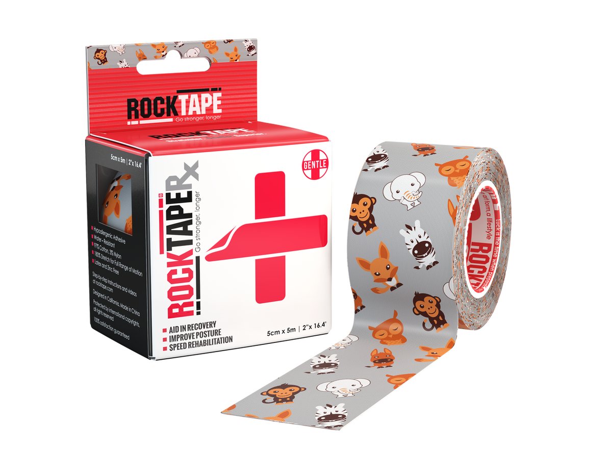 RockTape Rx Pediatric Single Roll Zoo Animals 1000pix