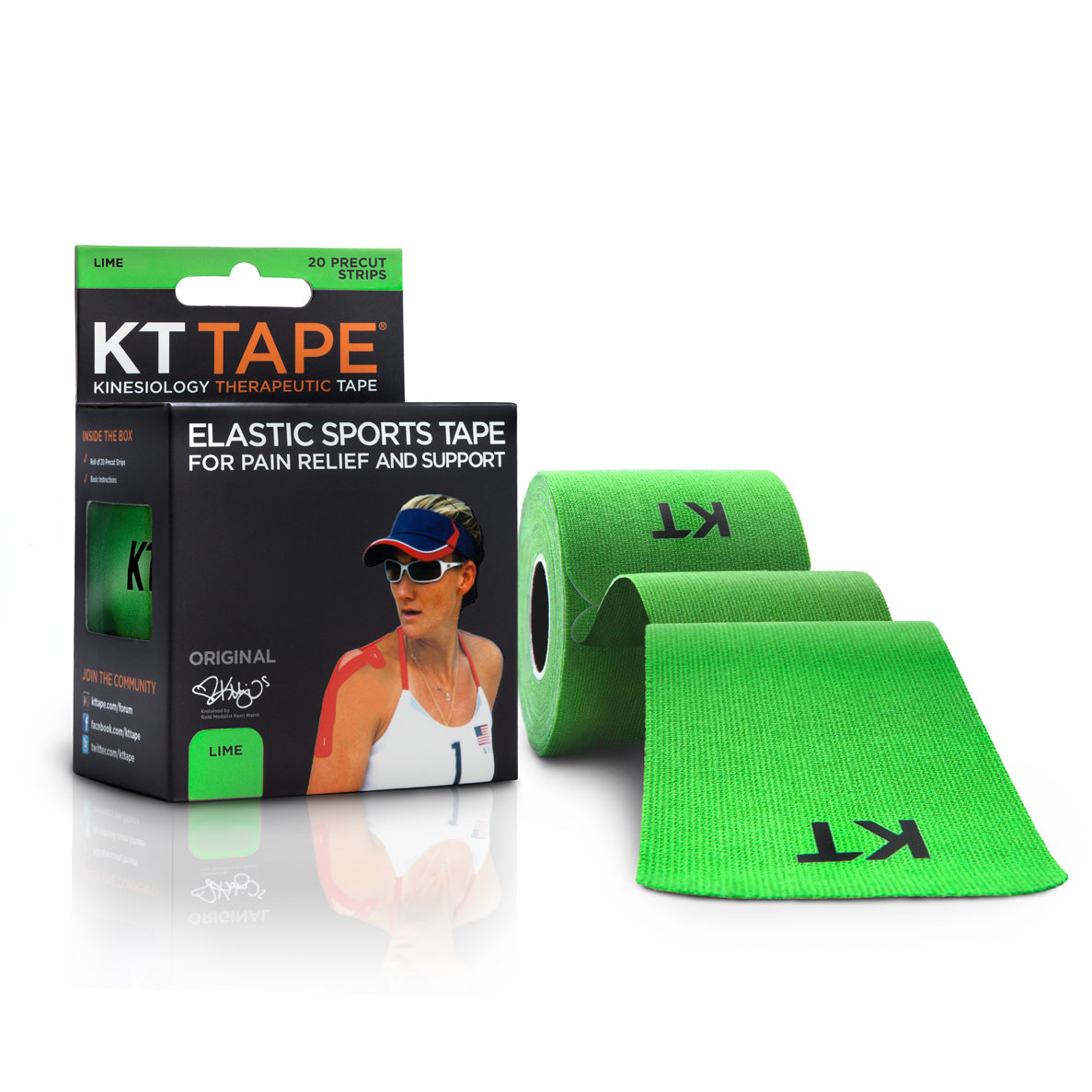 KT Tape Original Cotton - 20 Precut Strips - Lime