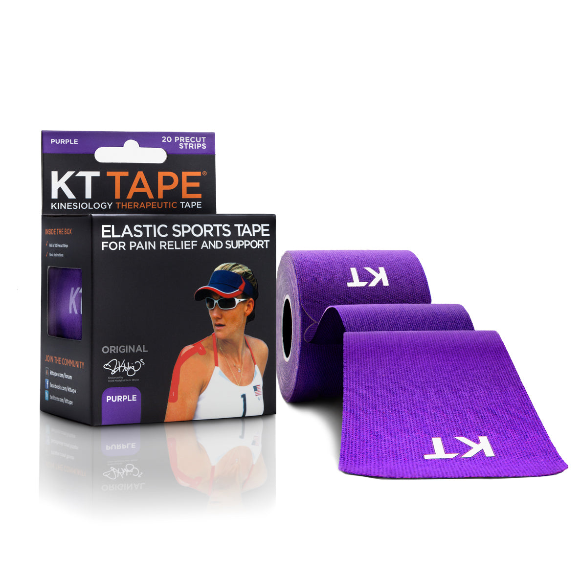 KT Tape Original Cotton - 20 Precut Strips - Purple