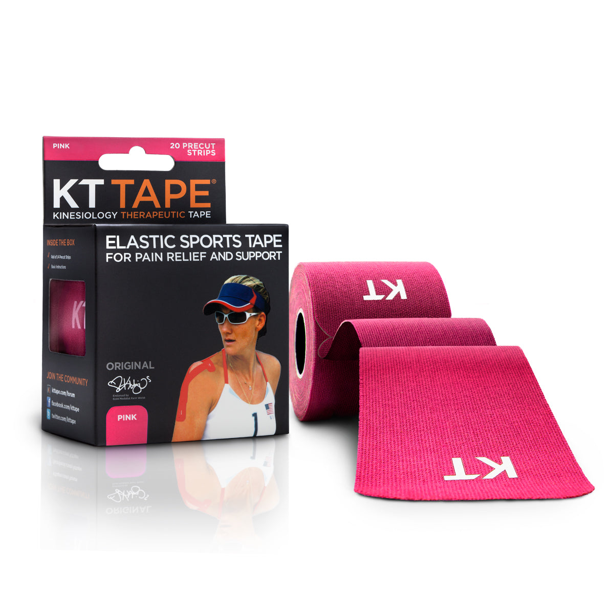 KT Tape Original Cotton 20 Precut Strips - Pink