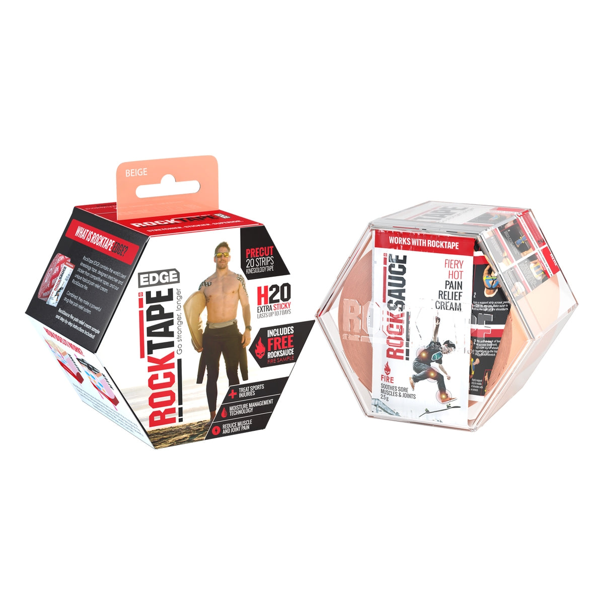 RockTape Edge Precut Roll Beige Box and Case