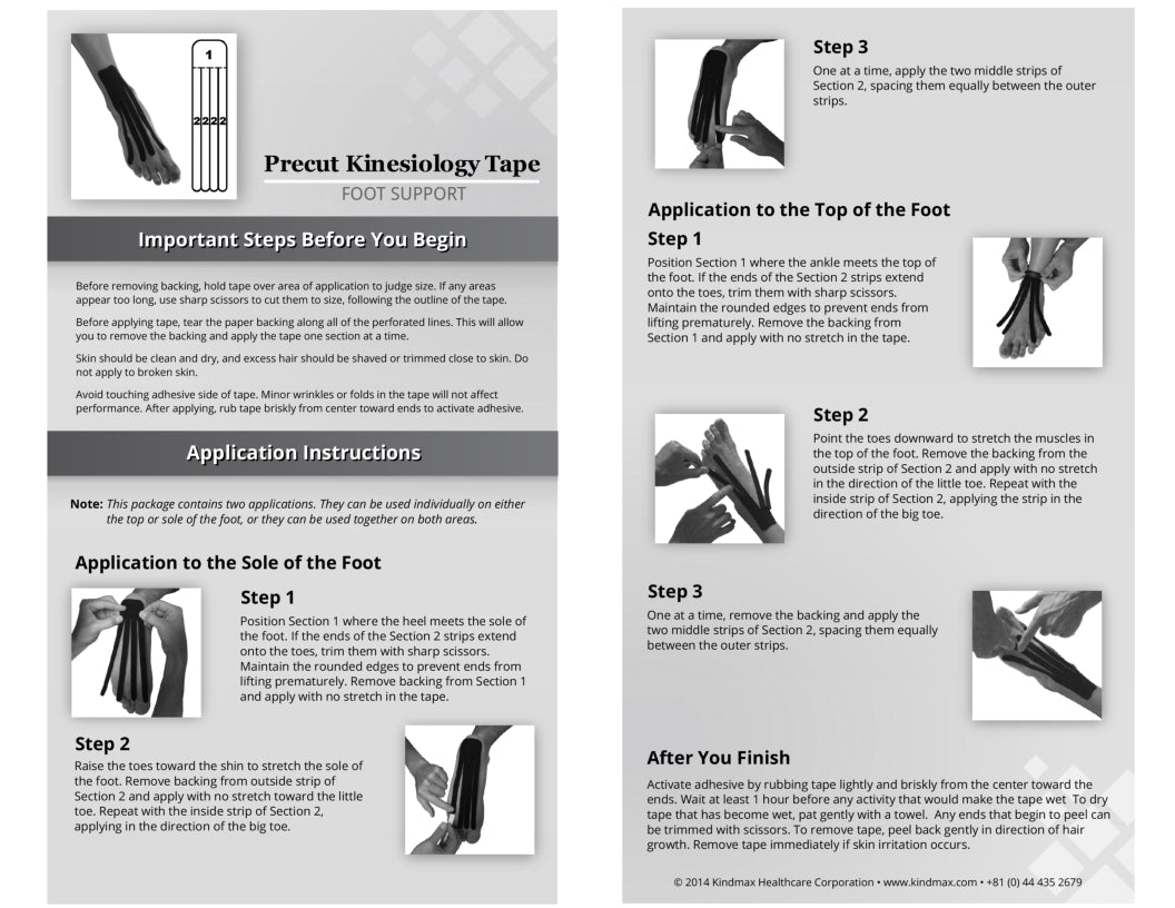 Kindmax Kinesiology Tape Precut Foot Support - Package Inside
