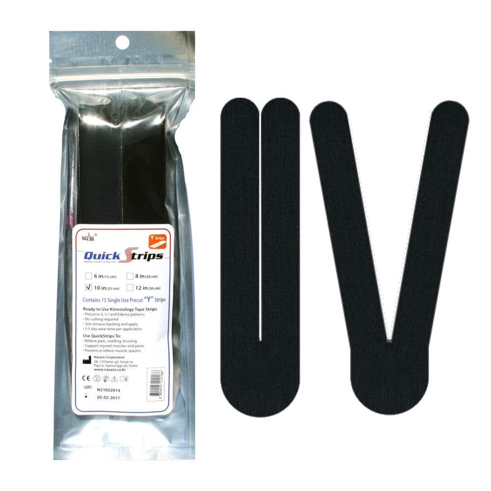 Nasara QuickStrips 8" Precut Y Strips - Black