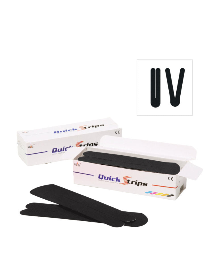 Nasara QuickStrips 8" Precut Y Strips - Box of 50 - Black
