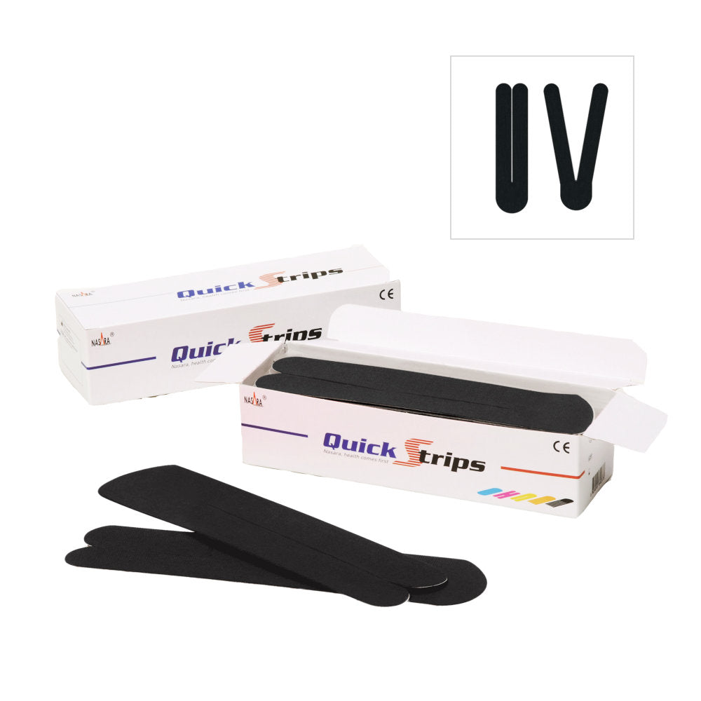 Nasara QuickStrips 8" Precut Y Strips - Box of 50 - Black