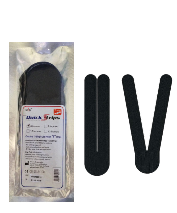 Nasara QuickStrips 6" Precut Y Strips 15-Pack - Black