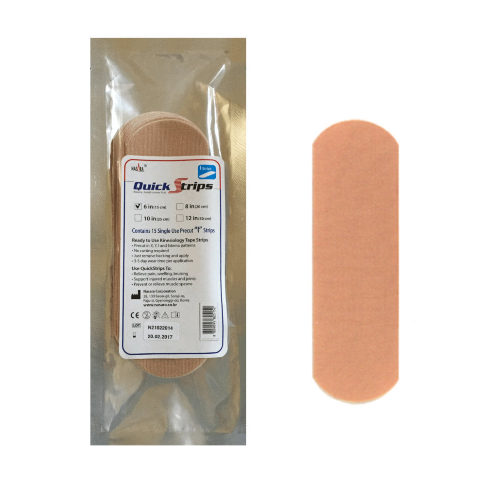 Nasara Kinesiology Tape Precut I Strips - 15 Pack - Beige