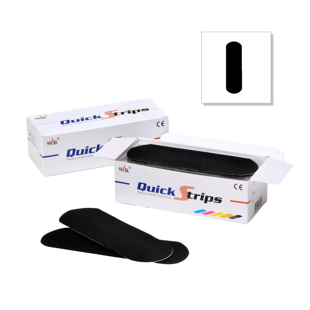 Nasara Kinesiology Tape 6" Precut I Strips - Box of 50 - Black