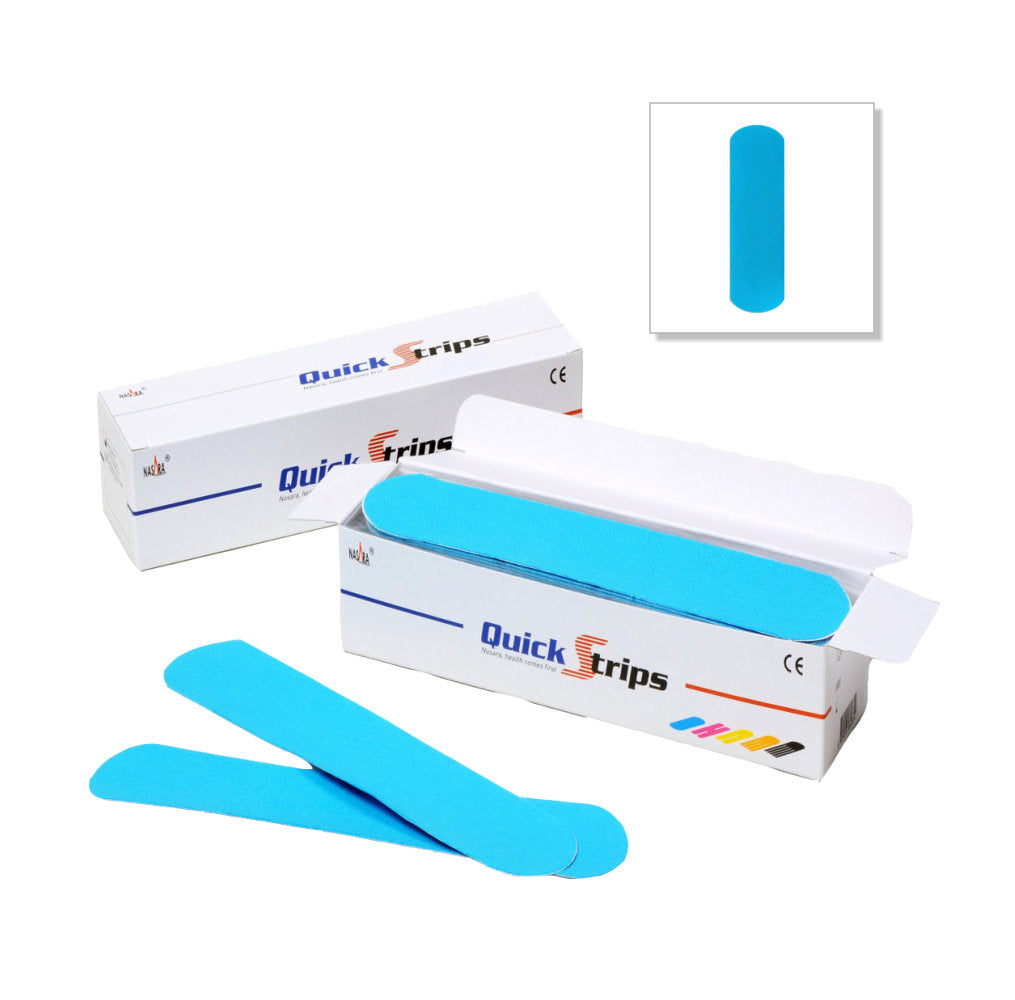 Nasara Kinesiology Tape Precut I Strips - Box of 50 - Light Blu