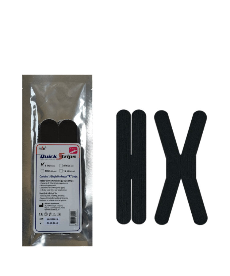 Nasara QuickStrips 6" Precut X Strips 15-Pack - Black
