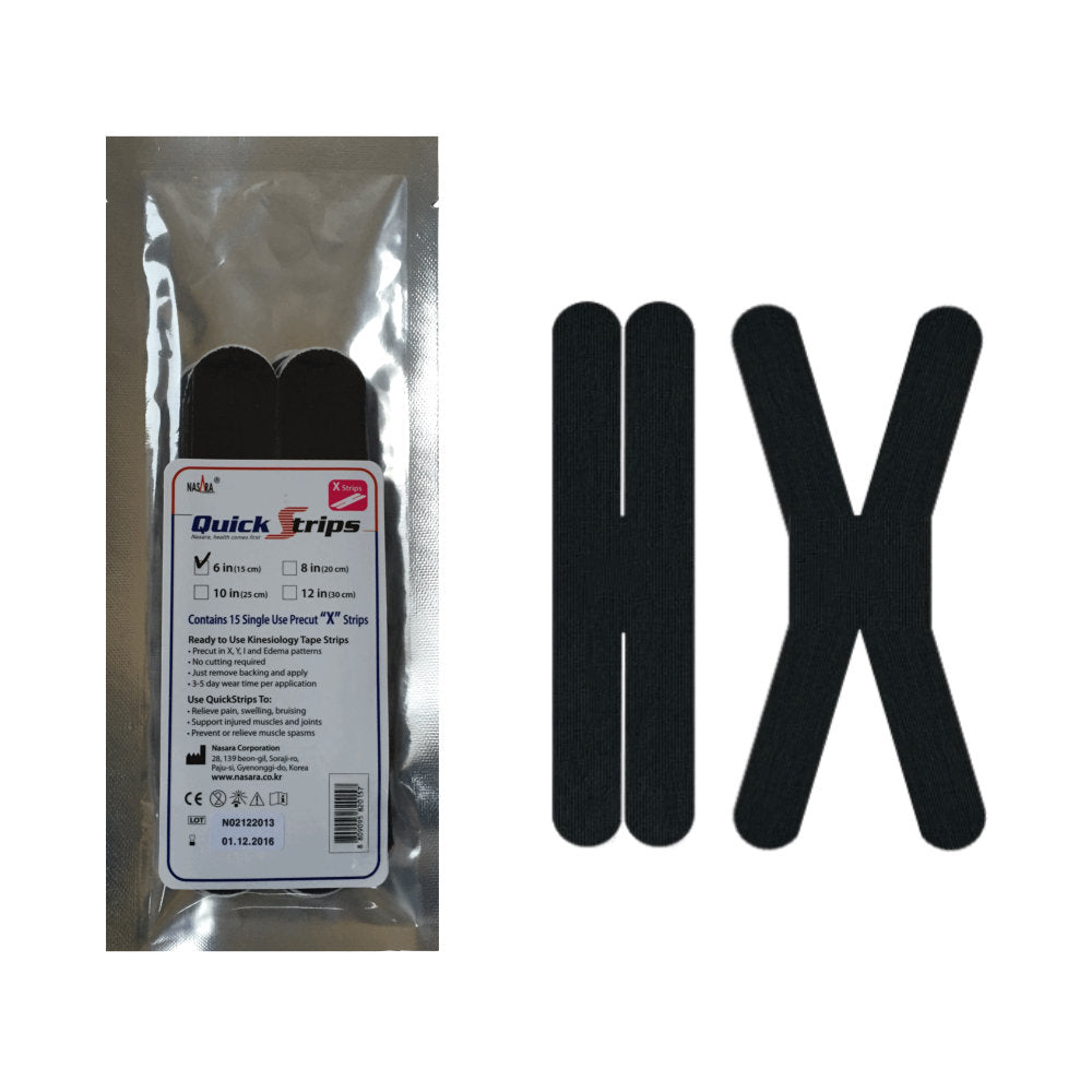 Nasara QuickStrips 6" Precut X Strips 15-Pack - Black