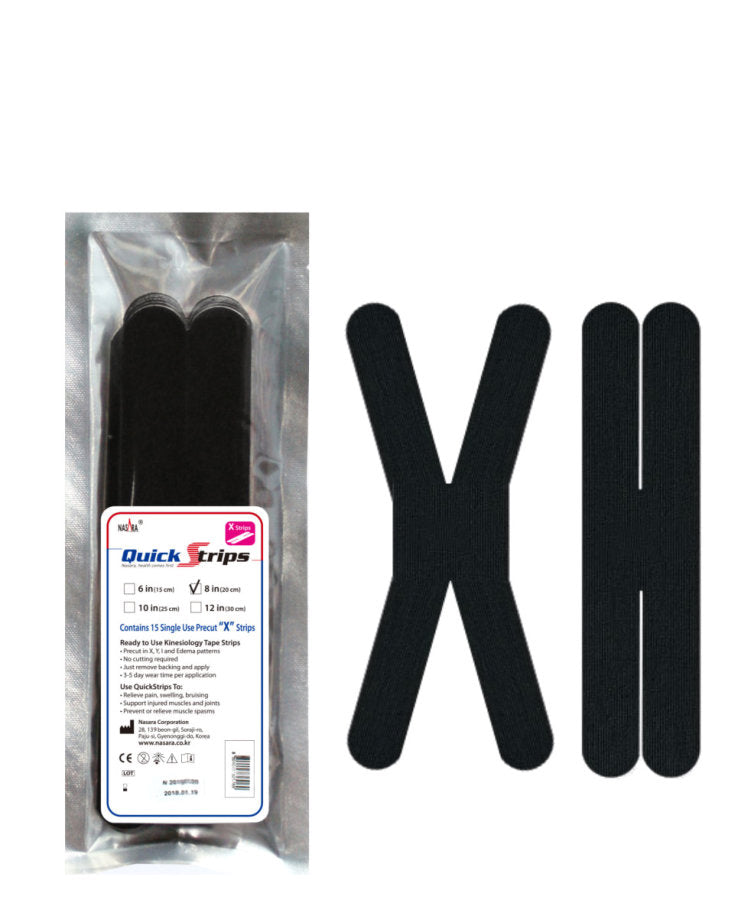 Nasara QuickStrips 8" Precut X Strips 15-Pack - Black