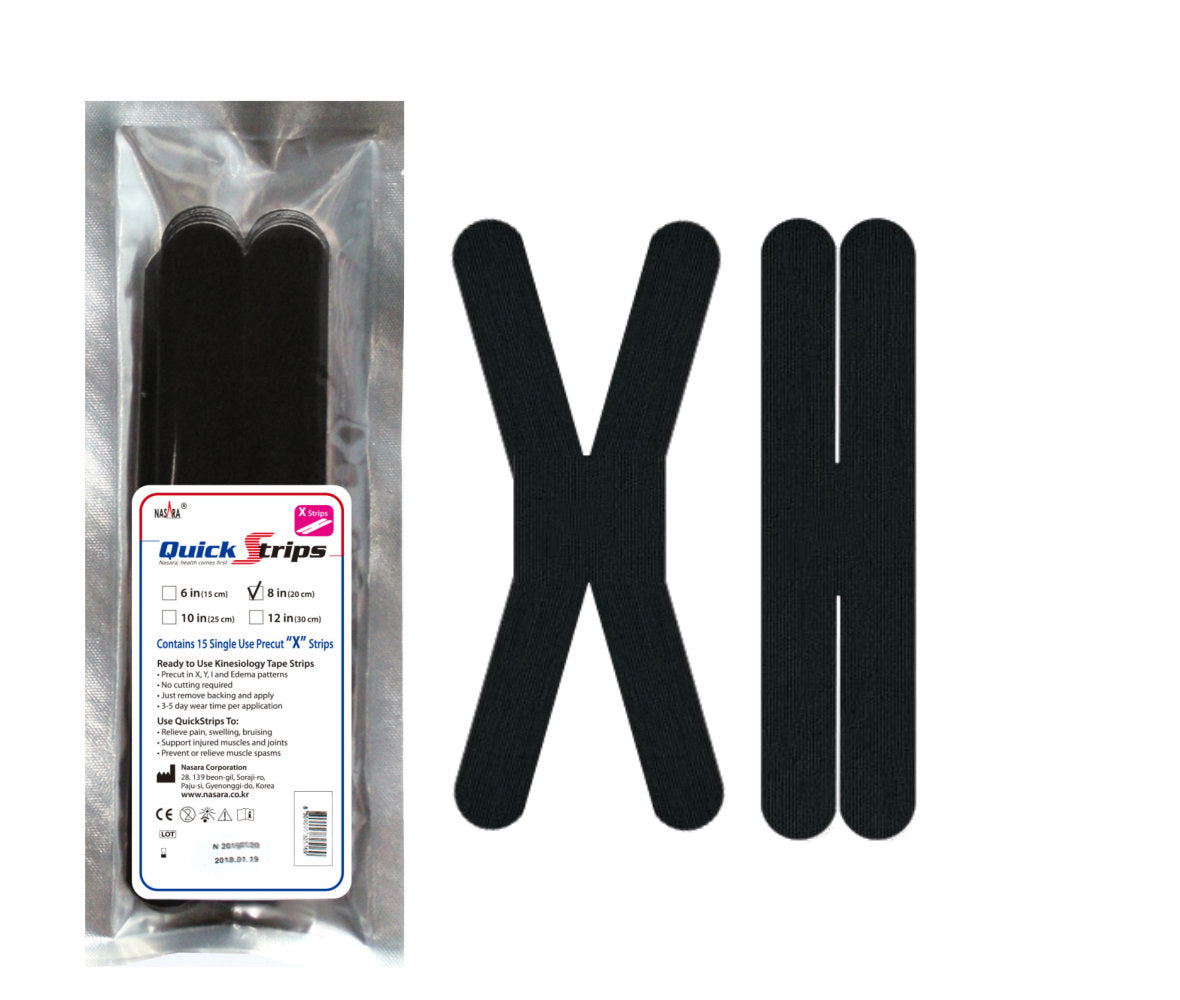 Nasara QuickStrips 8" Precut X Strips 15-Pack - Black