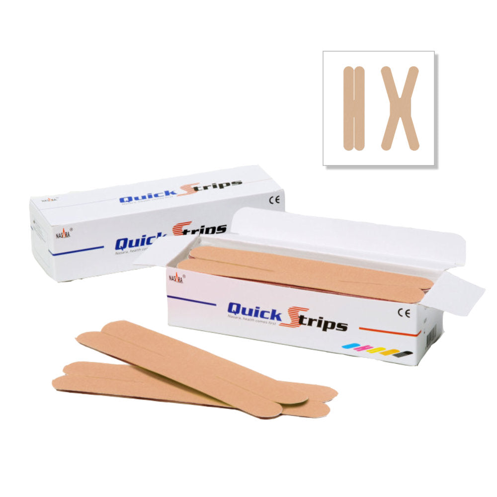 Nasara QuickStrips 8" Precut X Strips - Beige - Box of 50