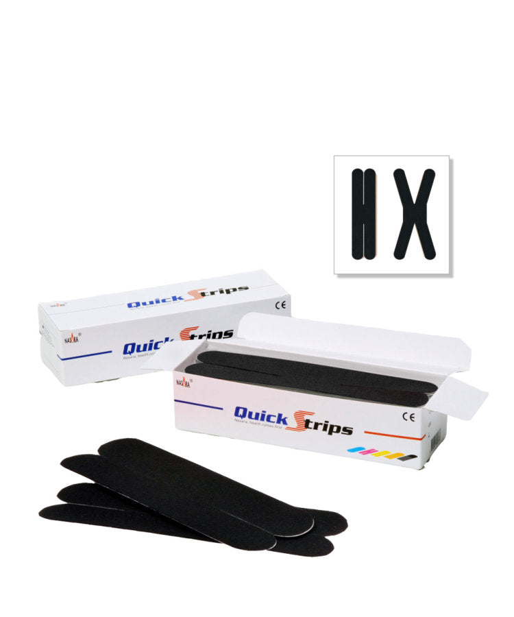 Nasara QuickStrips 8" Precut X Strips - Black - Box of 50