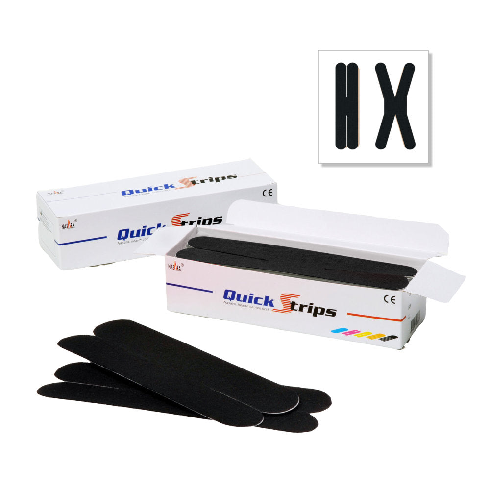 Nasara QuickStrips 8" Precut X Strips - Black - Box of 50