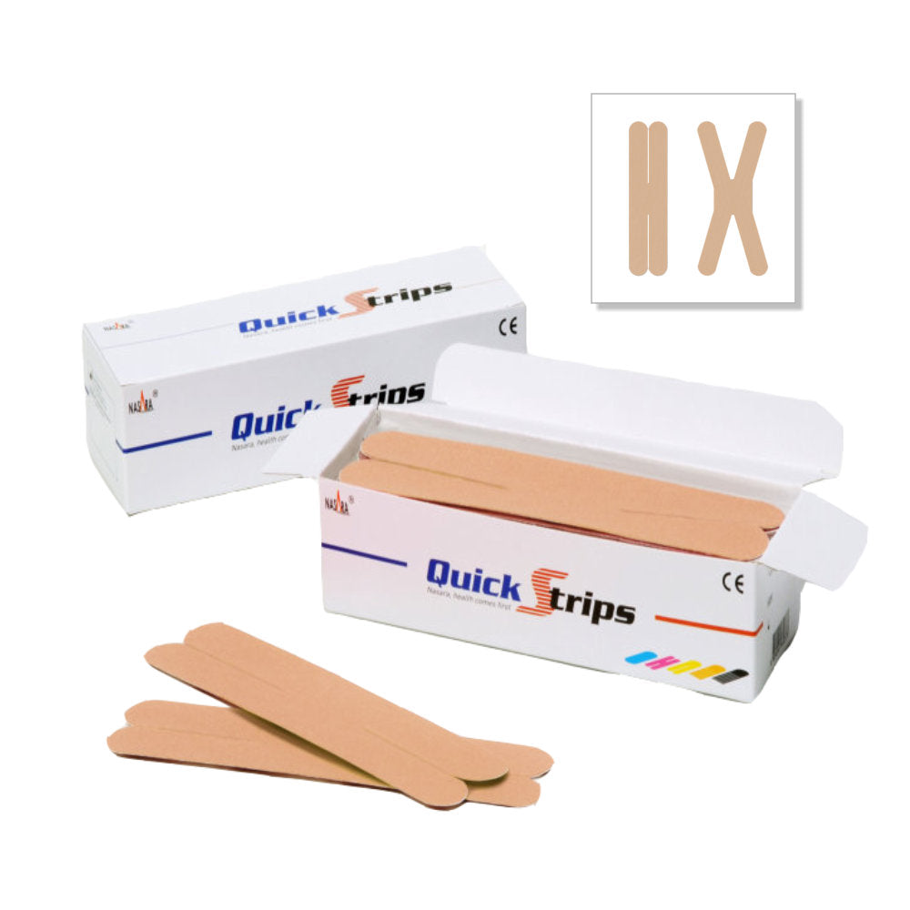Nasara QuickStrips 6" Precut X Strips - Beige - Box of 50