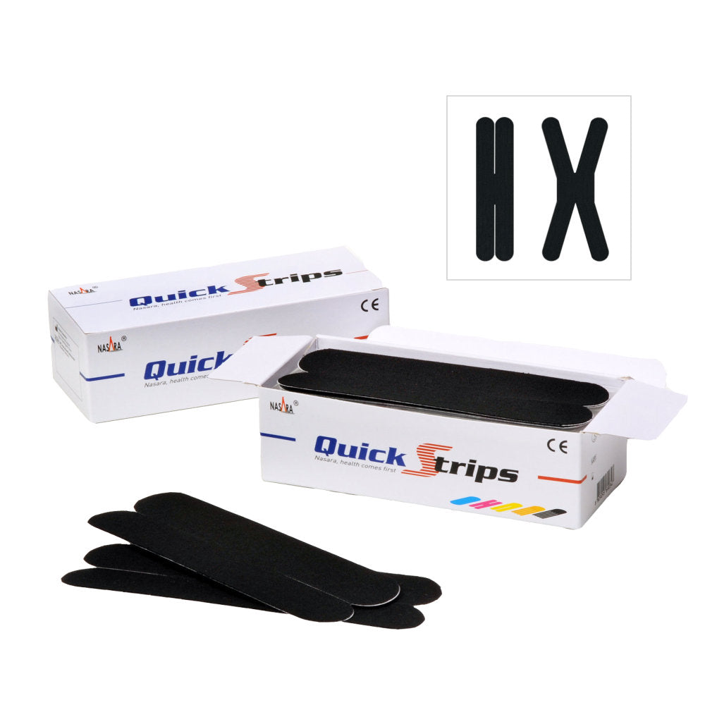 Nasara QuickStrips 8" Precut X Strips - Black - Box of 50