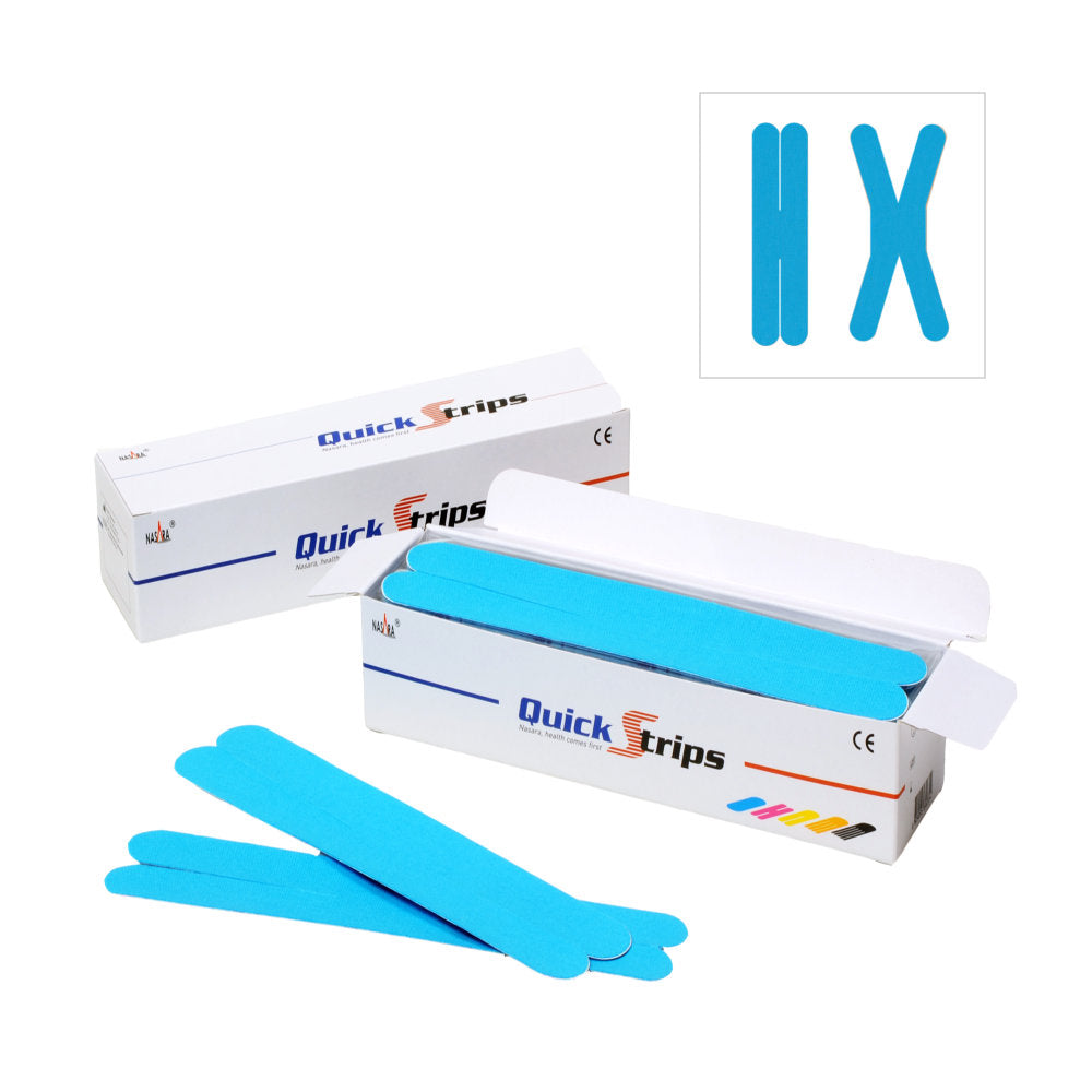 Nasara QuickStrips 8" Precut X Strips - Blue - Box of 50