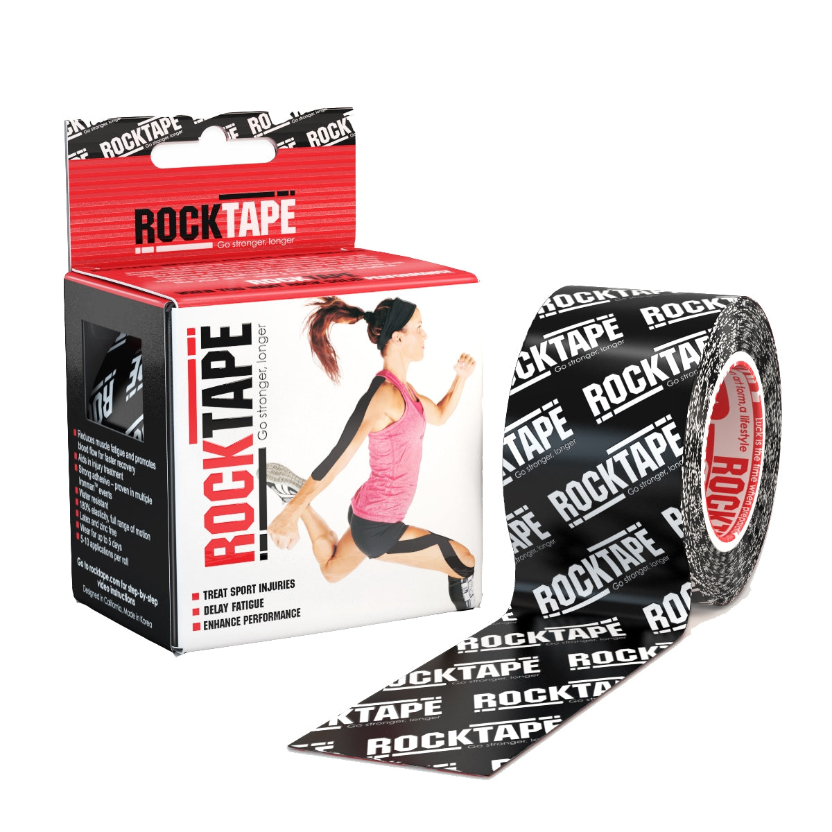 RockTape Single Roll Next To Dispenser Box - Black Logo