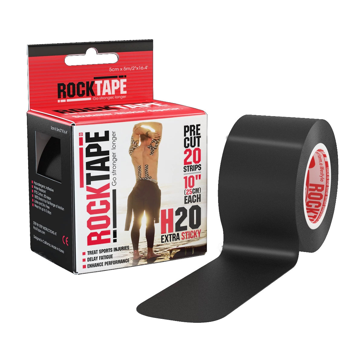 RockTape Precut H2O Black Box and Roll