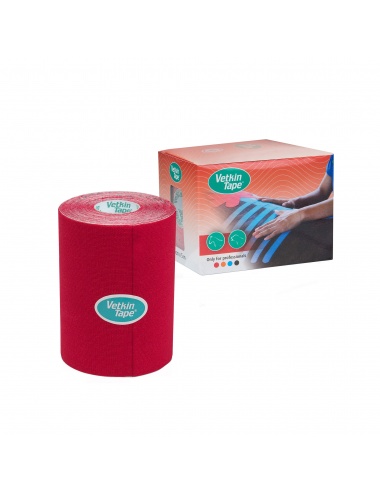 VetkinTape Kinesiology Tape 4" Roll and Box Red