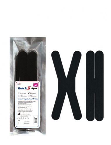 Nasara QuickStrips 8" Precut X Strips 15-Pack - Black