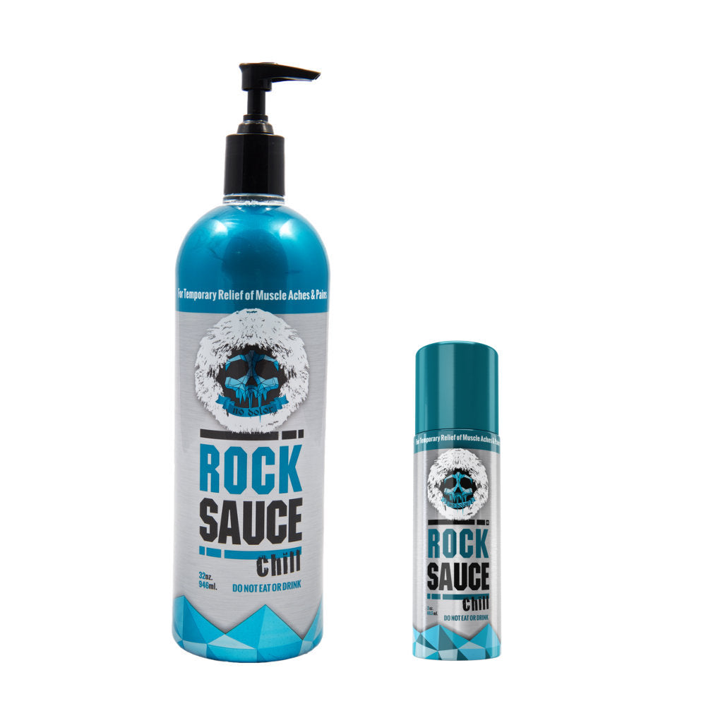RockSauce Chill 3 oz Roll-on and 32 oz Pump Bottle