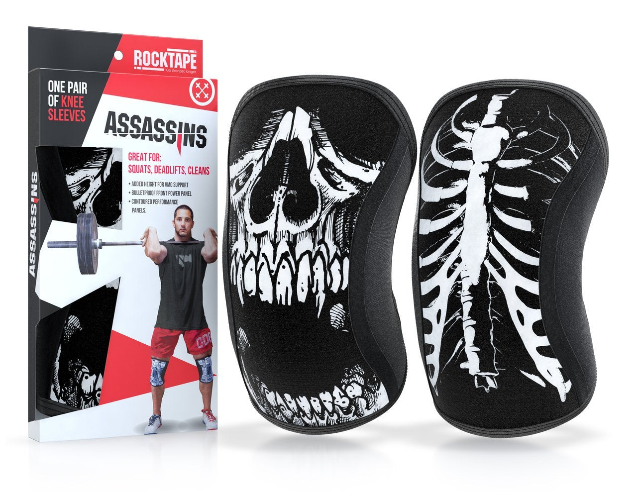 Rocktape Assassins Knee Sleeves and Protectors Skull