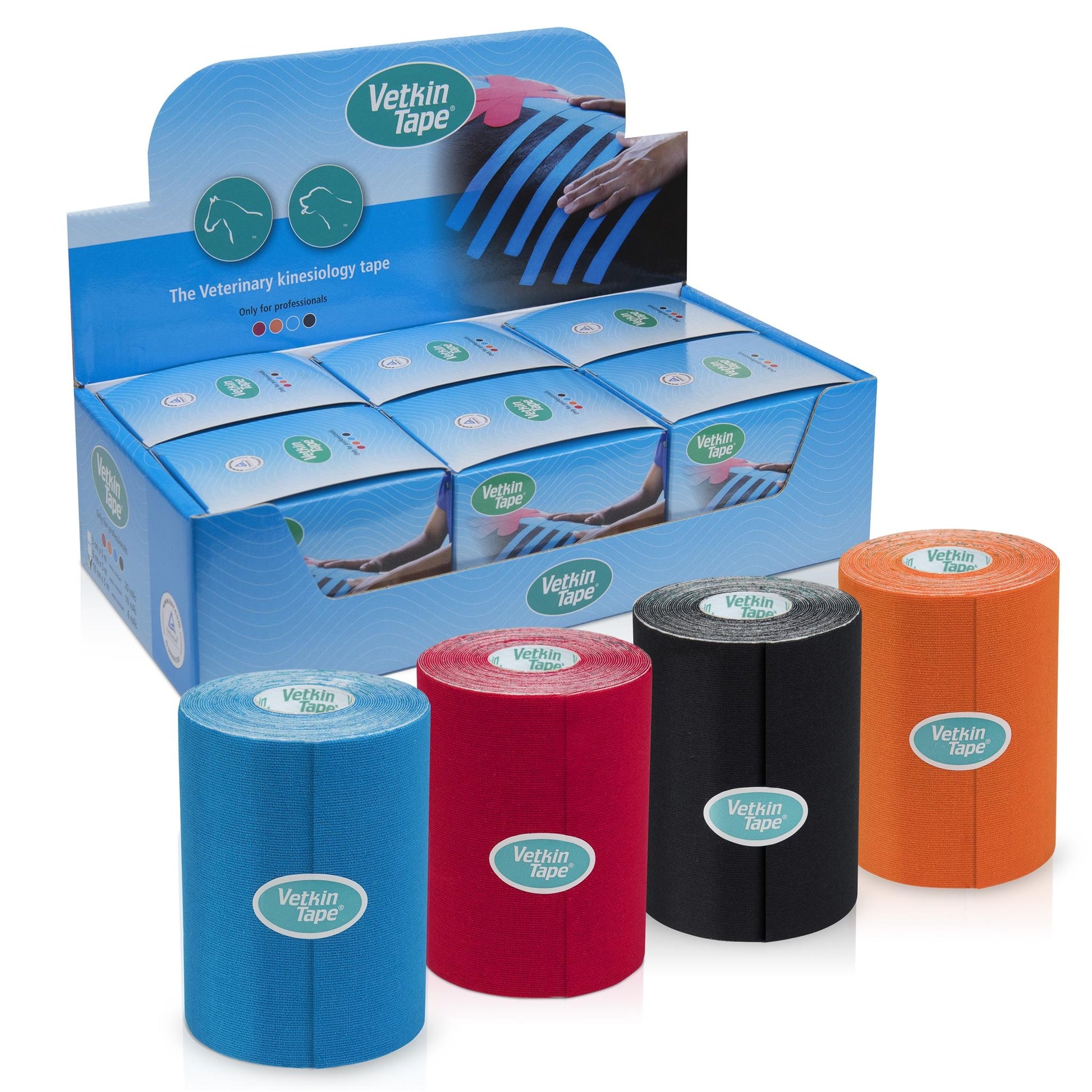 VetkinTape Kinesiology Tape Assorted 4" Rolls and Display Box