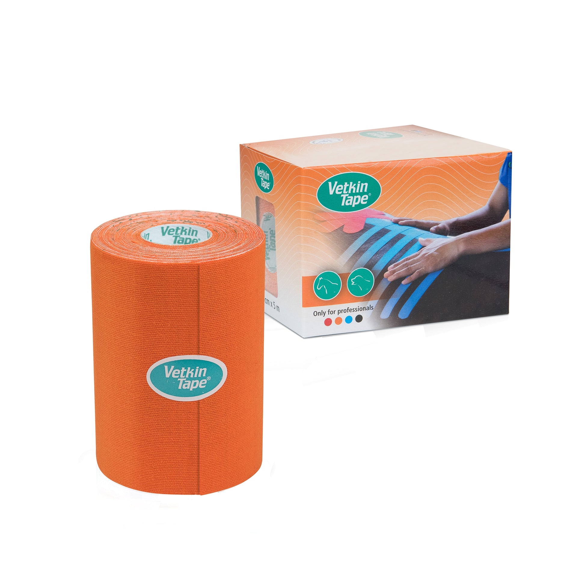 VetkinTape Kinesiology Tape 4" Roll and Box Orange