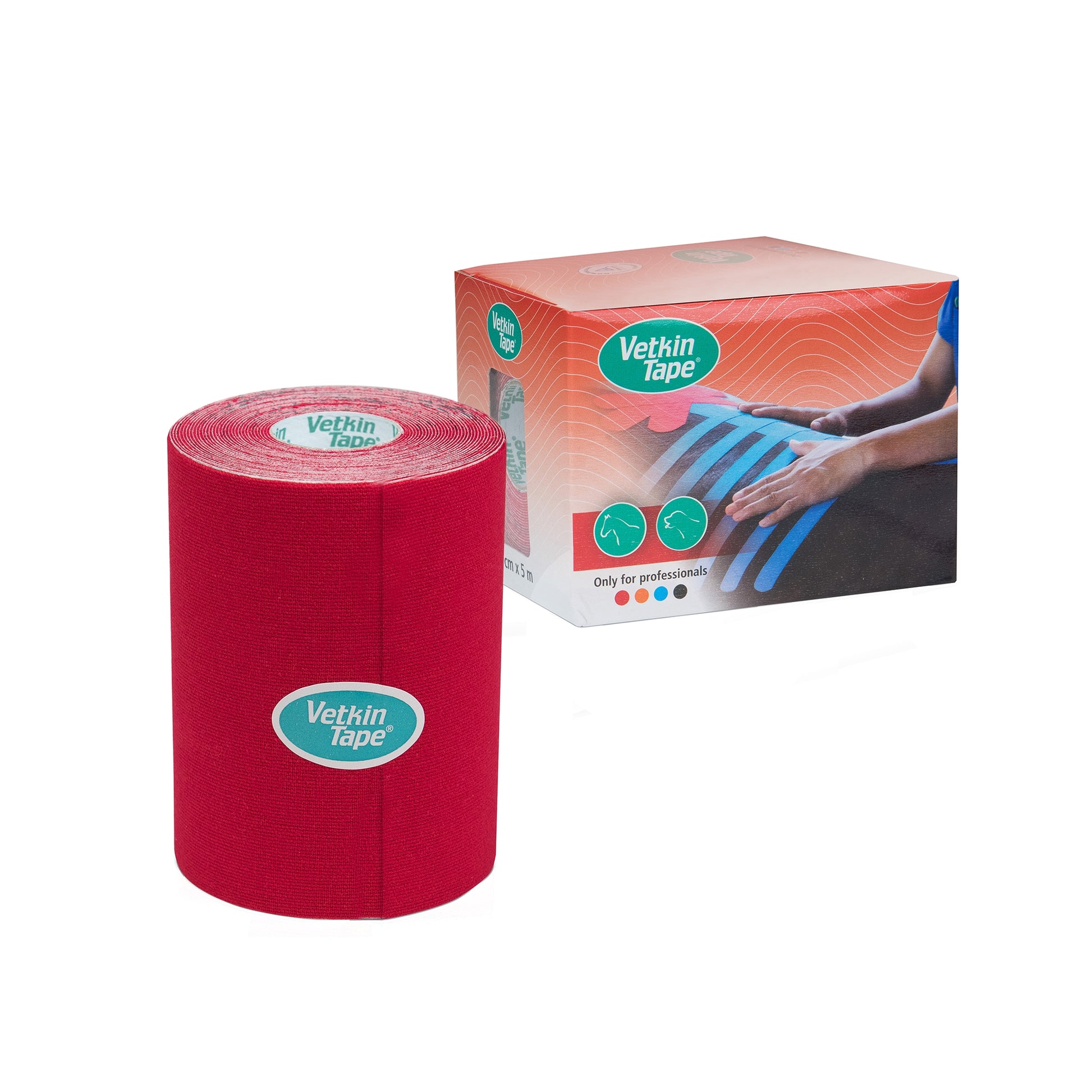 VetkinTape Kinesiology Tape 4" Roll and Box Red