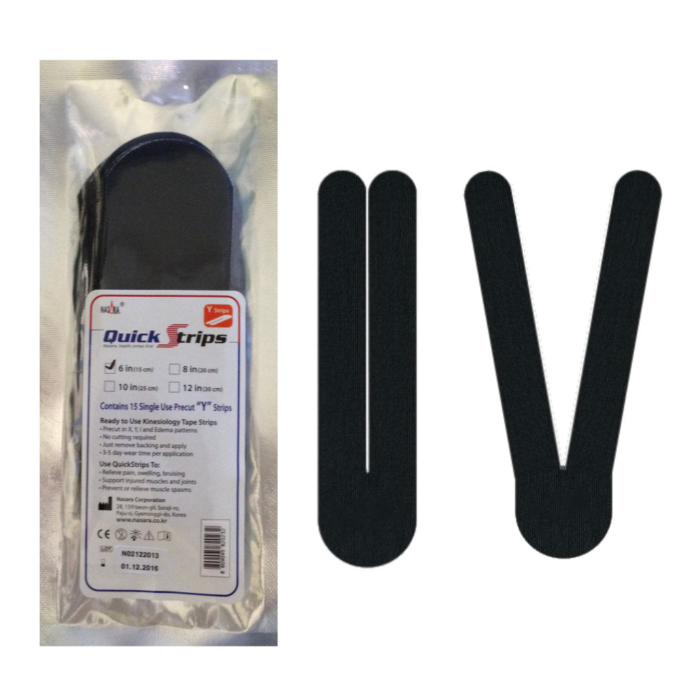Nasara QuickStrips 6" Precut Y Strips 15-Pack - Black