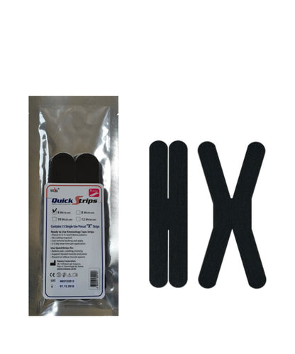 Nasara QuickStrips 6" Precut X Strips 15-Pack - Black