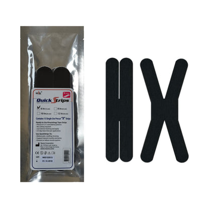 Nasara QuickStrips 6" Precut X Strips 15-Pack - Black