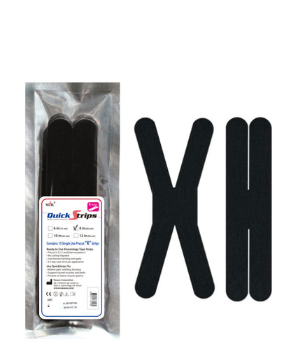 Nasara QuickStrips 8" Precut X Strips 15-Pack - Black
