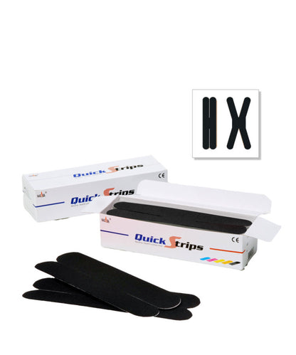 Nasara QuickStrips 8" Precut X Strips - Black - Box of 50