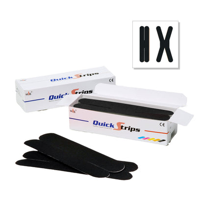 Nasara QuickStrips 8" Precut X Strips - Black - Box of 50