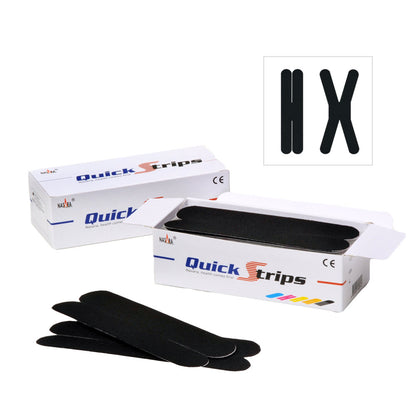 Nasara QuickStrips 8" Precut X Strips - Black - Box of 50