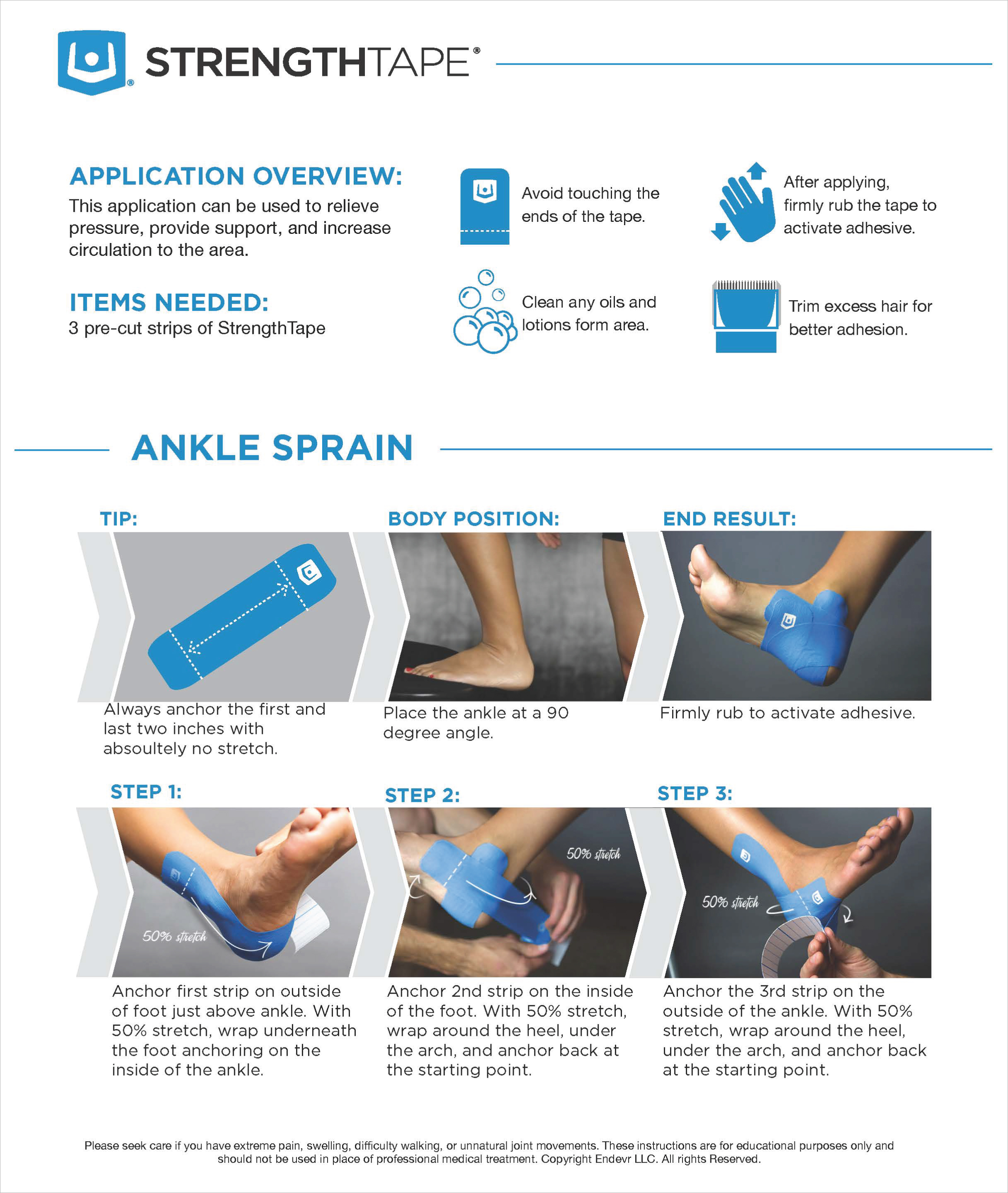 StrengthTape Ankle Sprain Taping Instructions