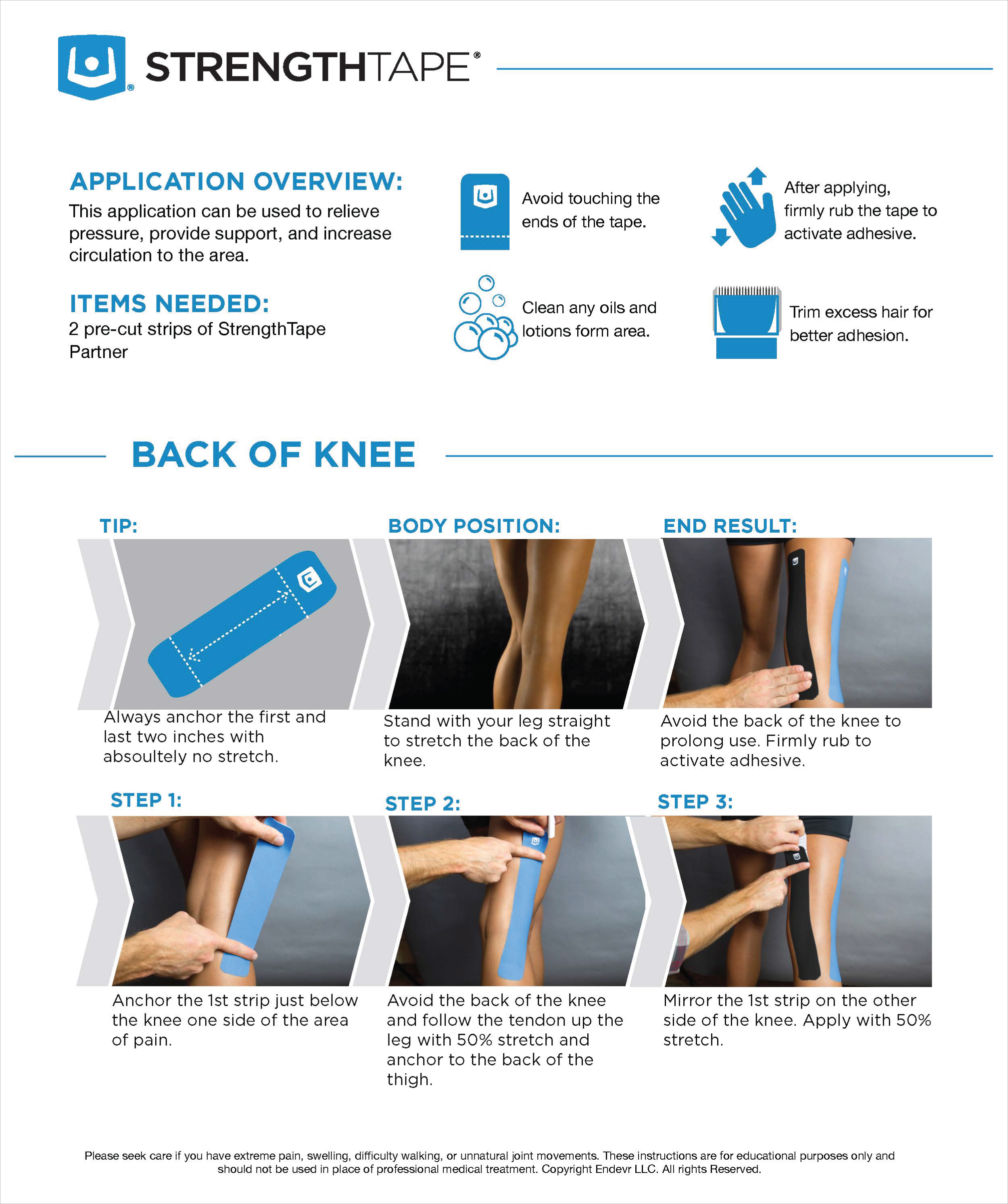 StrengthTape Back of Knee Taping Instructions