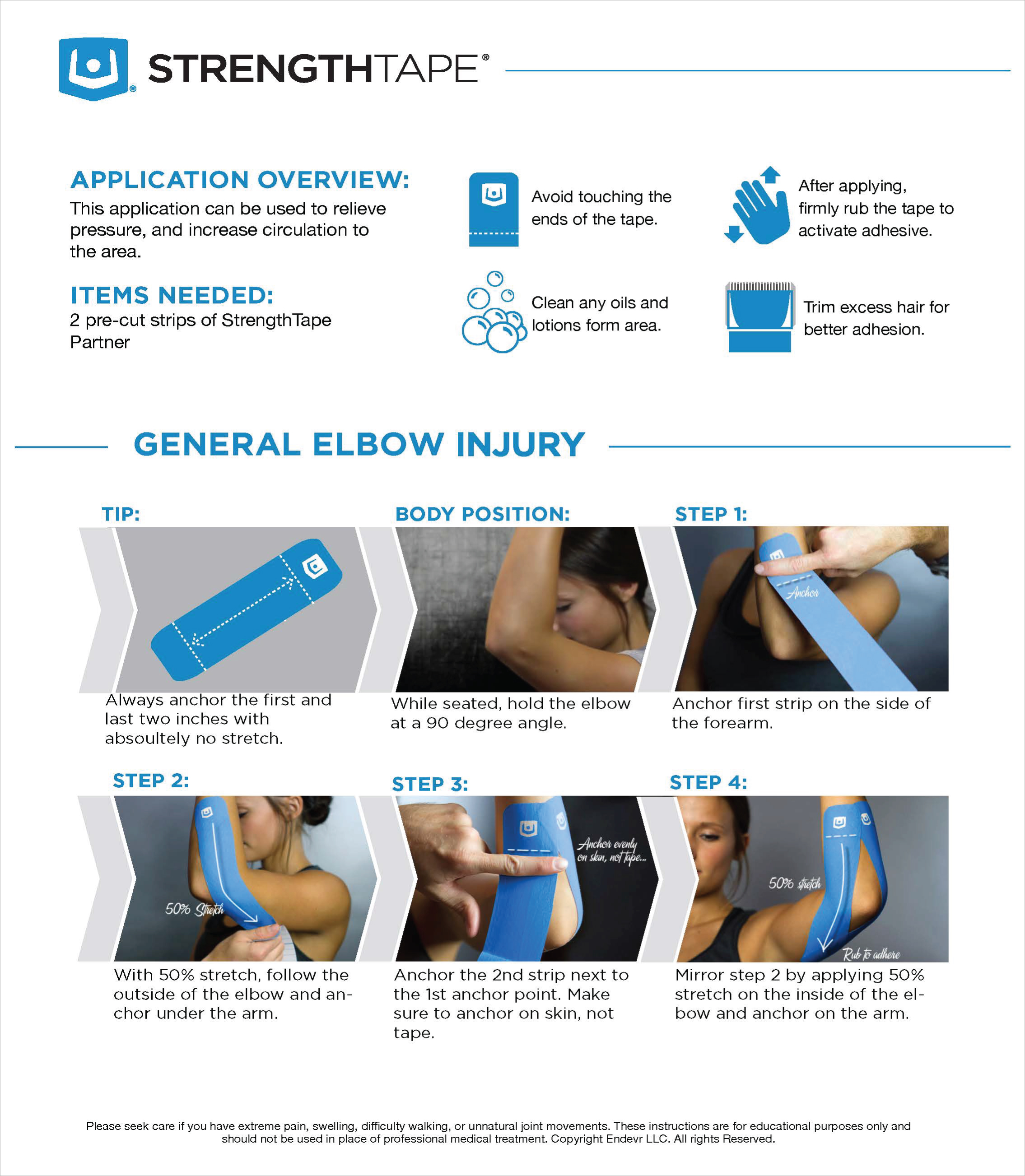 StrengthTape General Elbow Injury Taping Instructions
