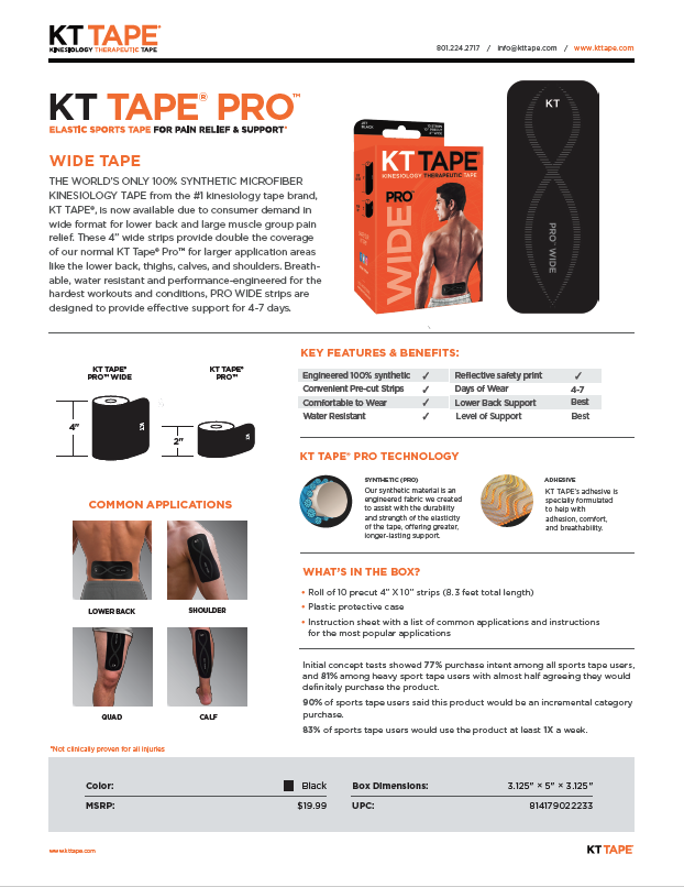 KT Tape Pro Wide 100% Synthetic Tape Jet Black